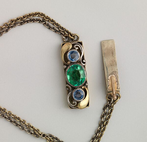 Necklace, Frank Gardner Hale (1876–1945), 18kt yellow gold, silver, peridots, amethysts, tourmalines, sapphires, and pearls., American