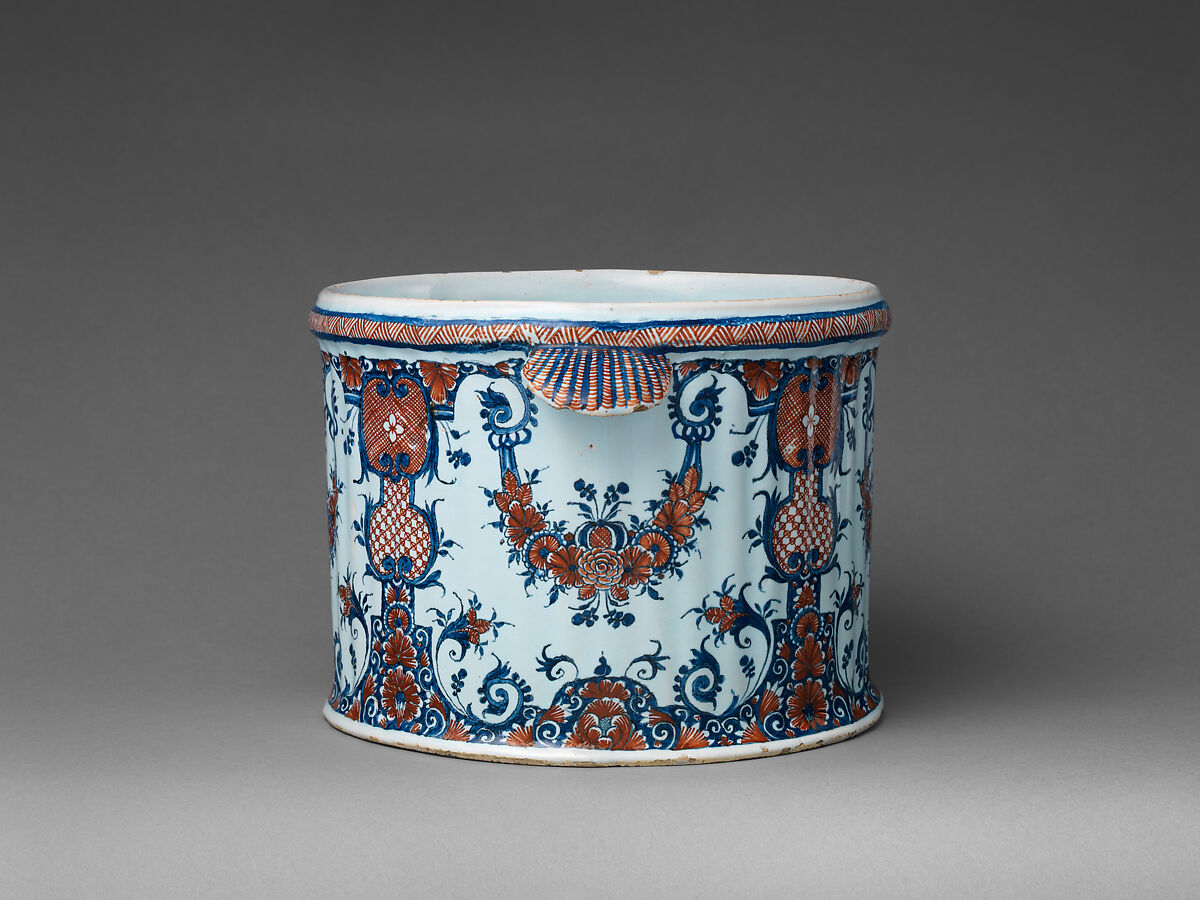 Pair of jardinières or wine coolers, Faience (tin-glazed earthenware), French, Rouen
