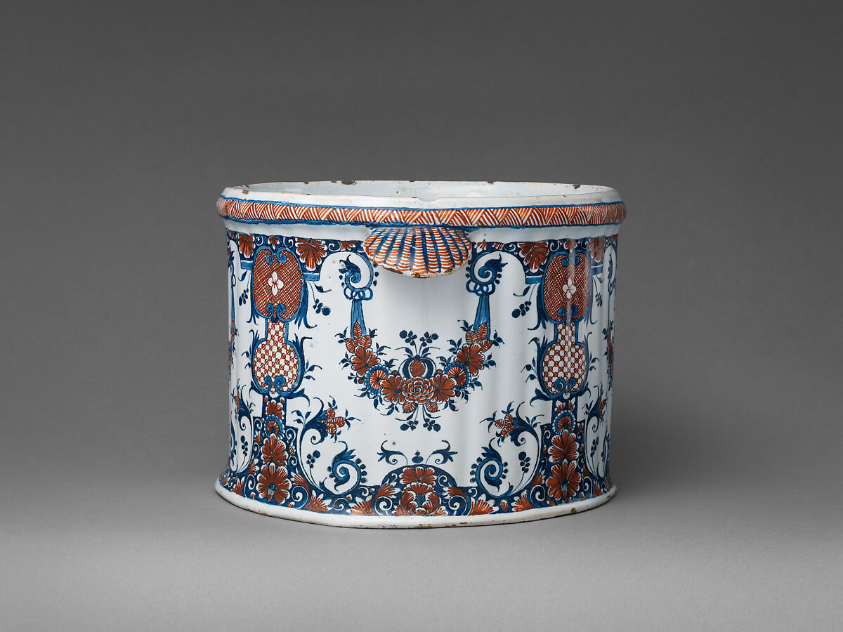 Pair of jardinières or wine coolers, Faience (tin-glazed earthenware), French, Rouen