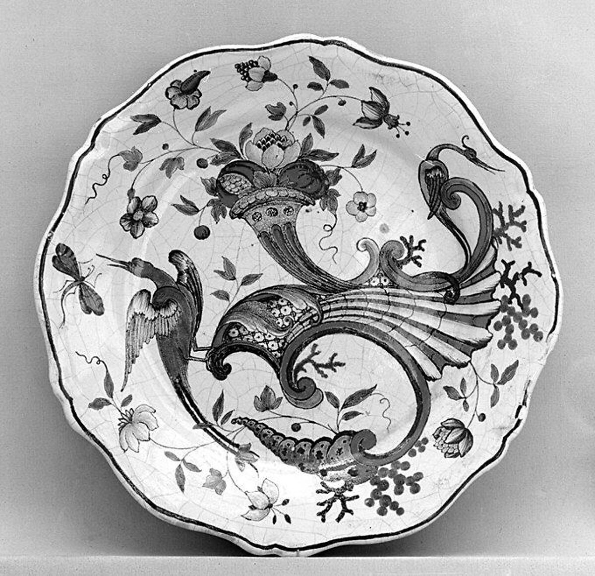 Plate, Pierre Chapelle II (1684–1760), Faience (tin-glazed earthenware), French, Rouen 