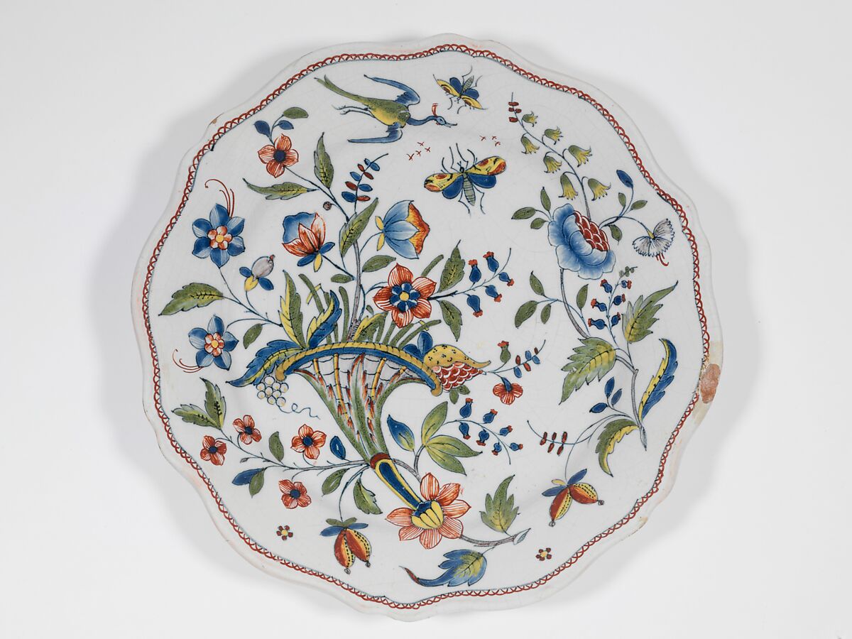 Plate, Faience (tin-glazed earthenware), French, Rouen 