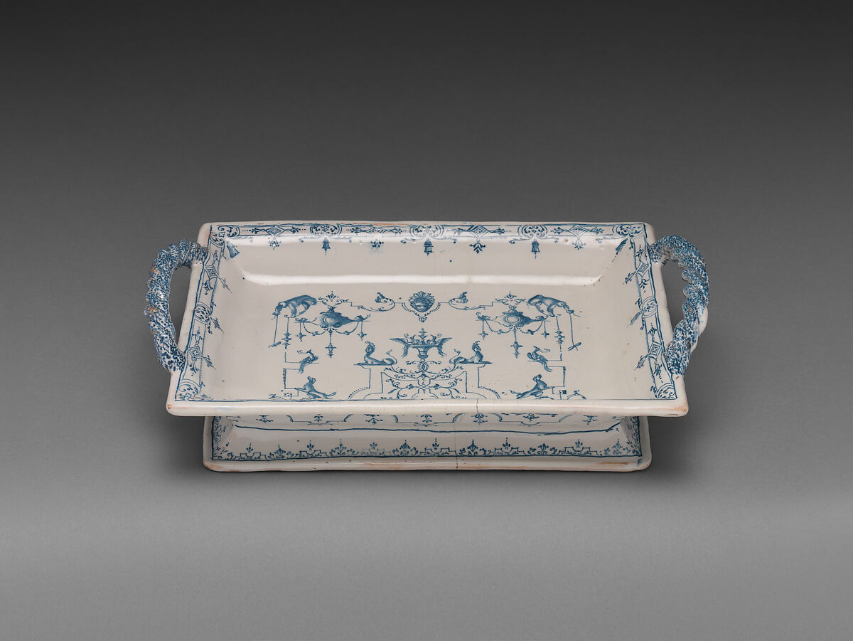 Dish, Faience (tin-glazed earthenware), French, Moustiers 