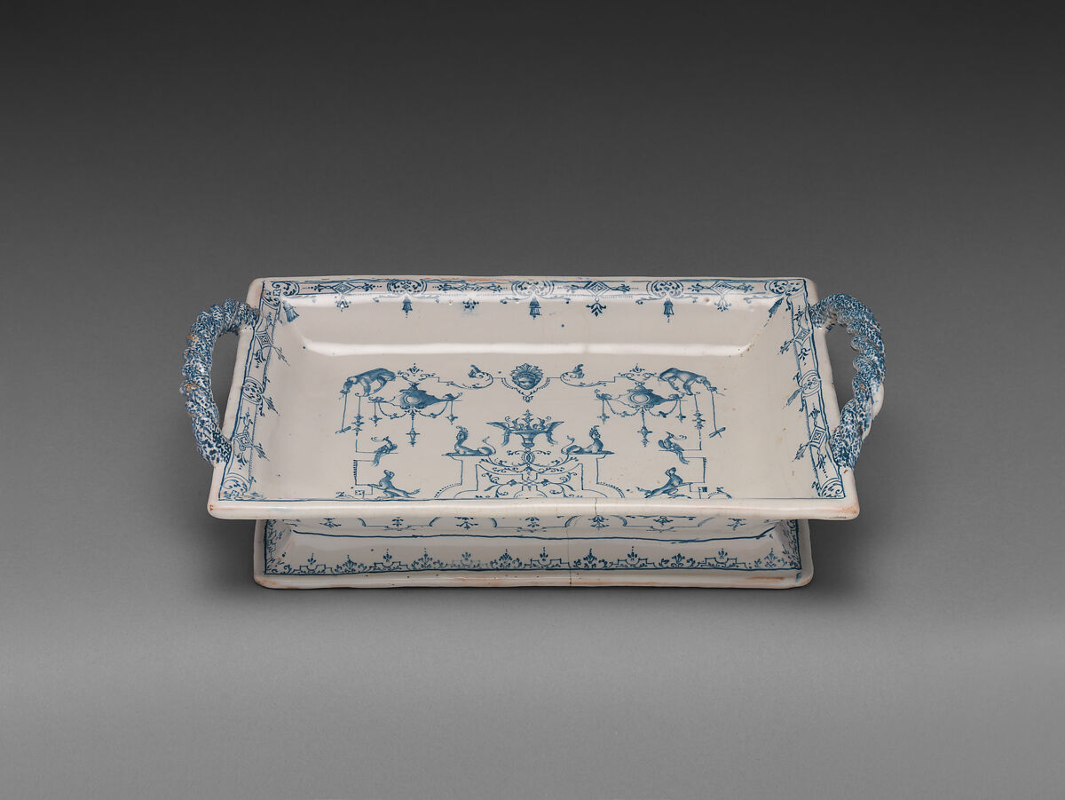 Dish, Faience (tin-glazed earthenware), French, Moustiers