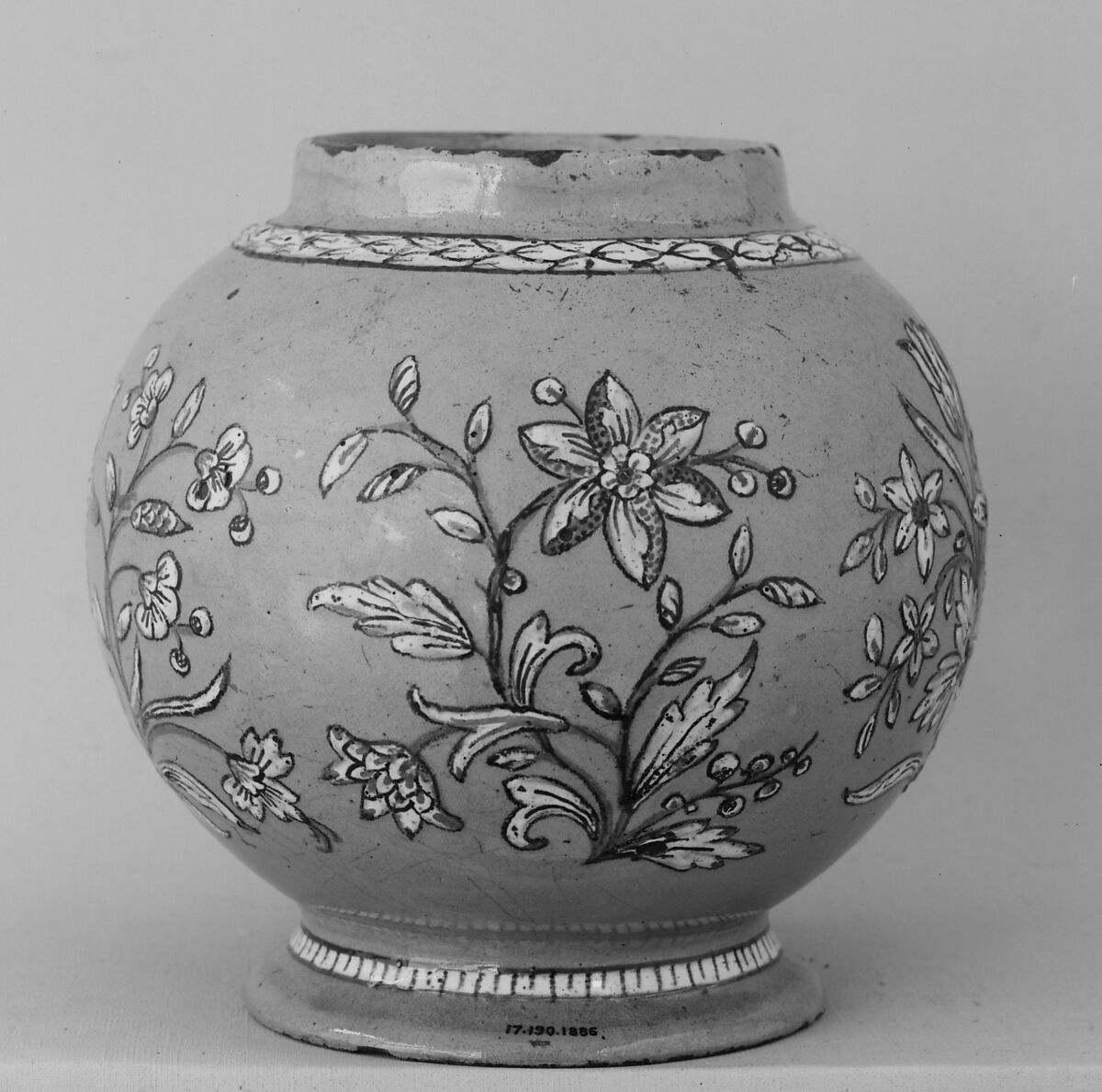 Vase (part of a set), Faience (tin-glazed earthenware), possibly French, Rouen 