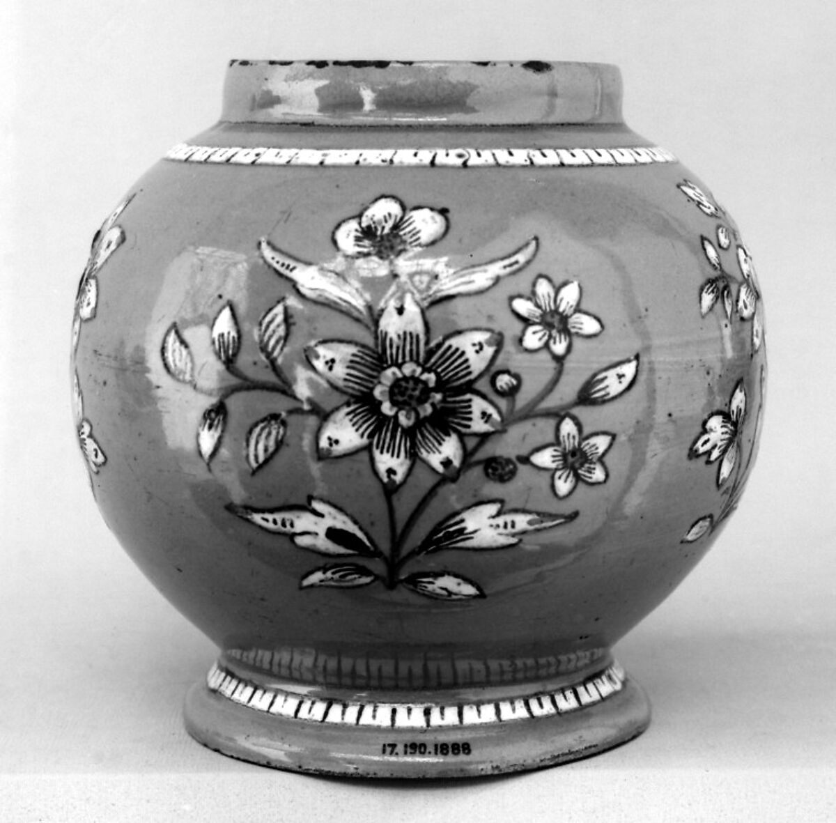 Vase (part of a set), Faience (tin-glazed earthenware), French, Rouen 