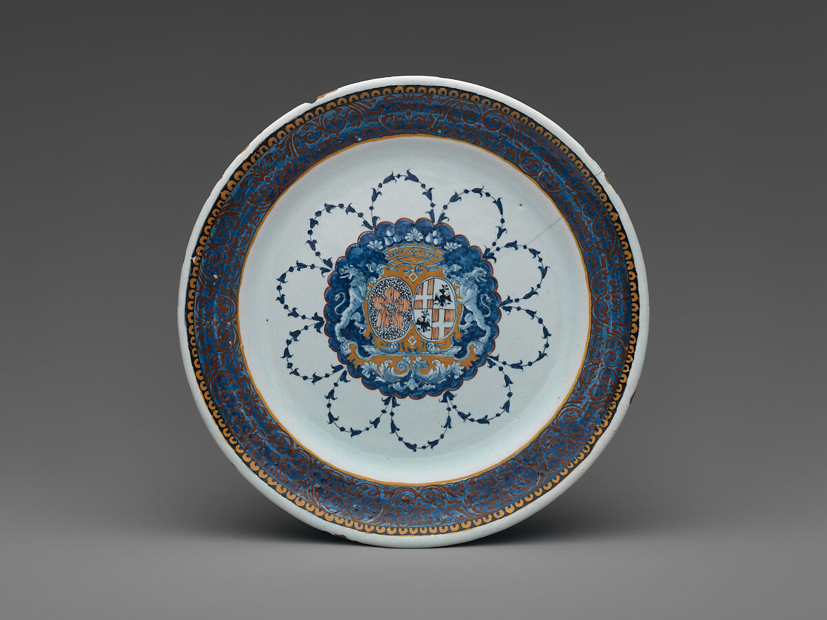 Plate, Faience (tin-glazed earthenware), French, Rouen 