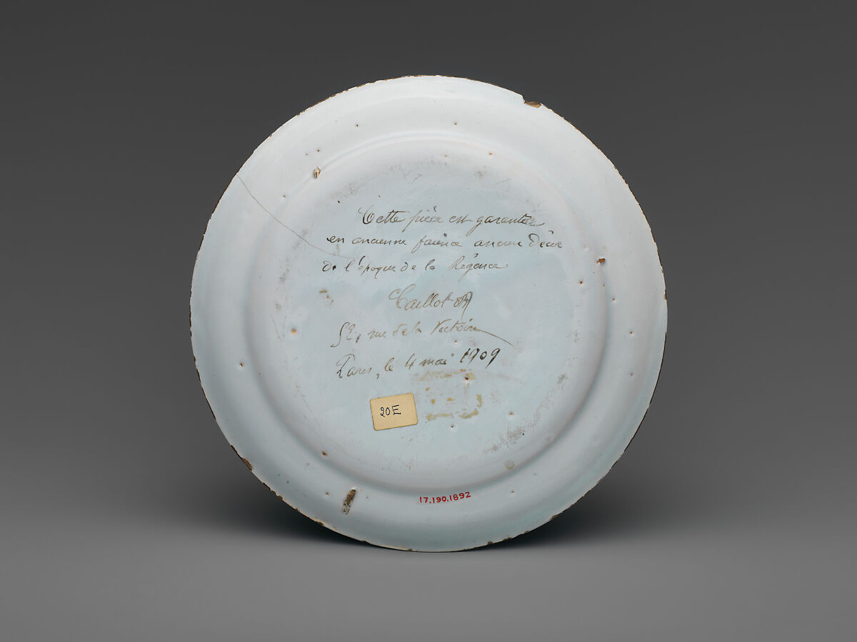 Plate, Faience (tin-glazed earthenware), French, Rouen