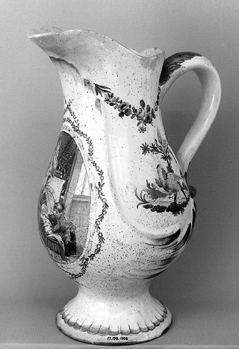 Water jug, Faience (tin-glazed earthenware), French, Sceaux 