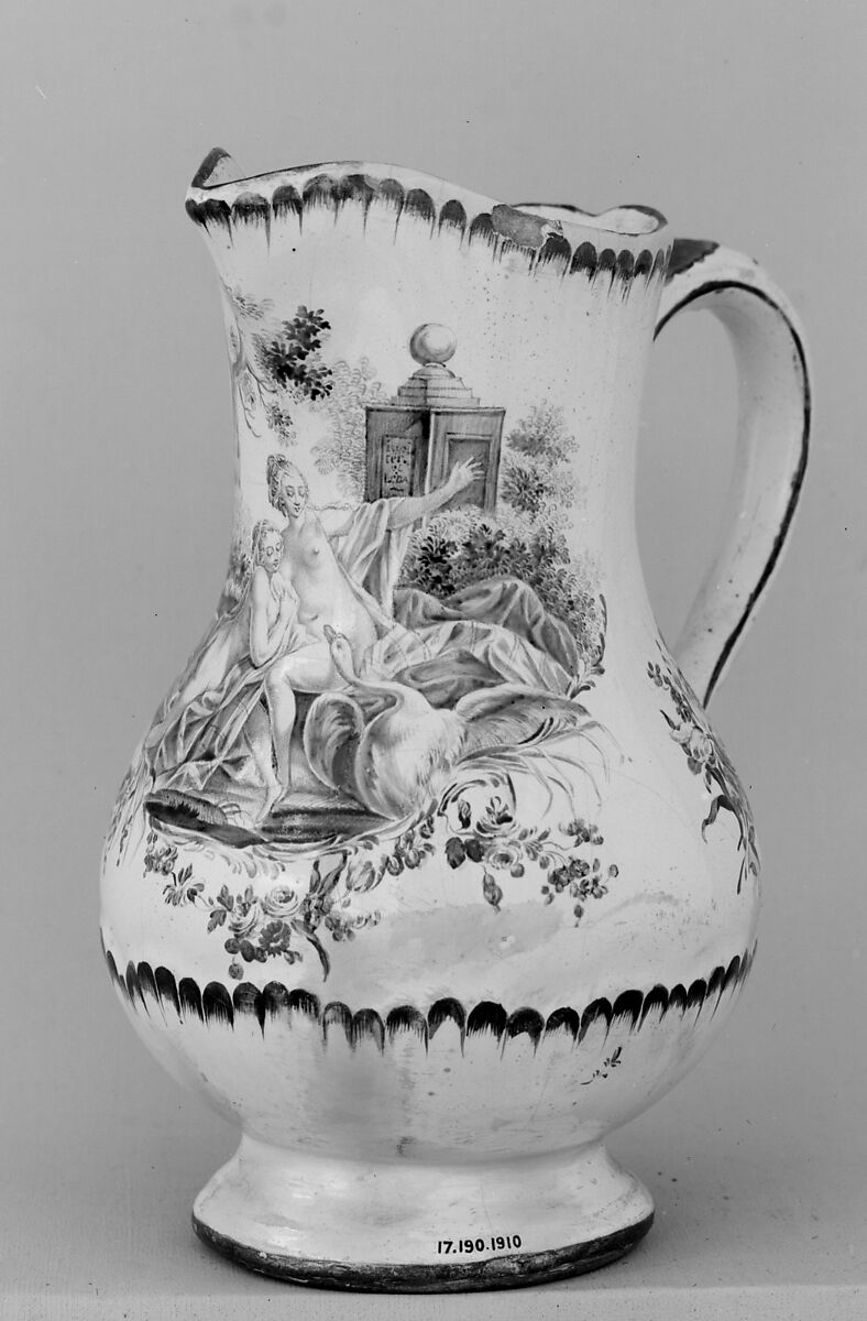 Water jug, Faience (tin-glazed earthenware), French, Sceaux 