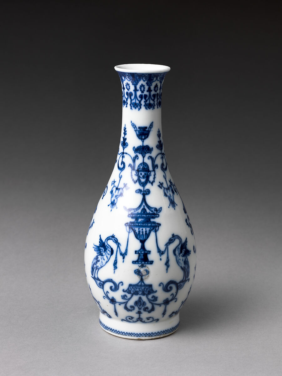 Vase (one of a pair), Saint-Cloud factory (French, mid-1690s–1766), Soft-paste porcelain with cobalt blue pigment under transparent glaze, French, Saint-Cloud 