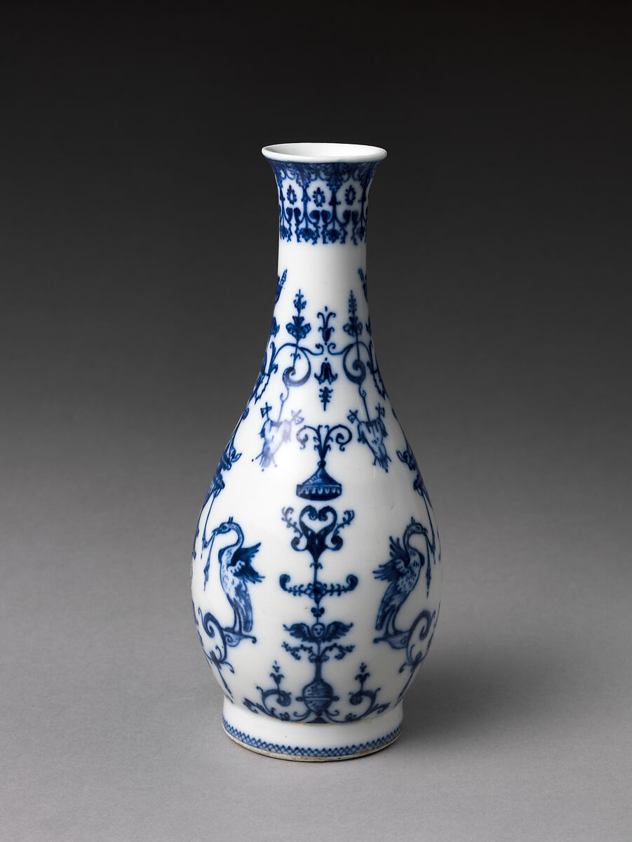 Vase (one of a pair), Saint-Cloud factory (French, mid-1690s–1766), Soft-paste porcelain with cobalt blue pigment under transparent glaze, French, Saint-Cloud