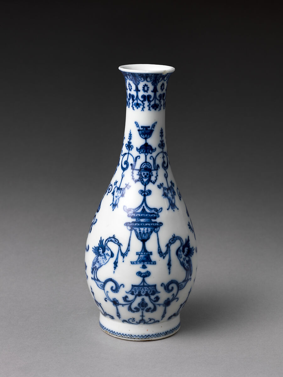 Vase (one of a pair), Saint-Cloud factory (French, mid-1690s–1766), Soft-paste porcelain with cobalt blue pigment under transparent glaze, French, Saint-Cloud