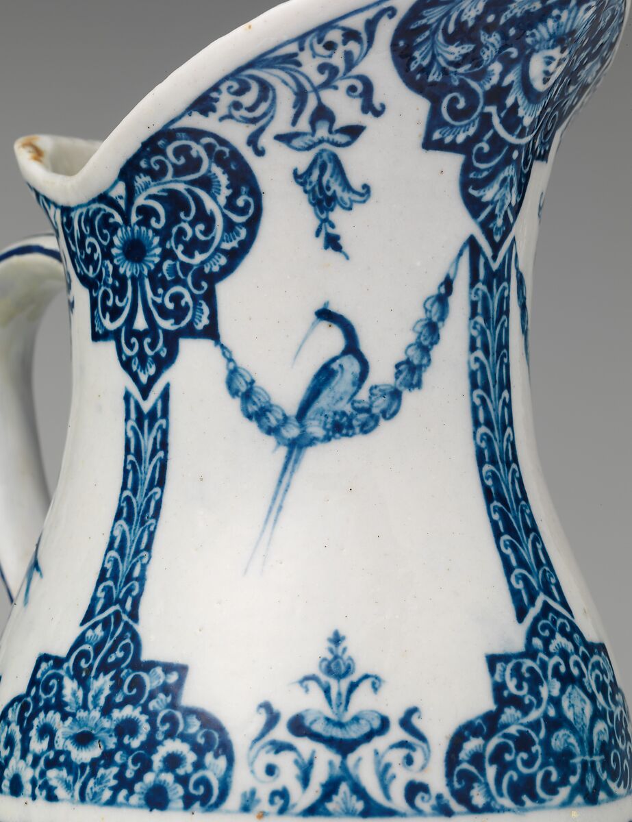Ewer, Antoine Pavie (active 1703–27), Soft-paste porcelain decorated in underglaze blue, French, Paris