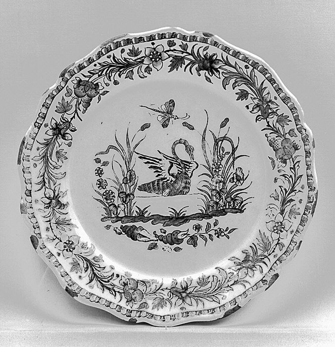 Plate, Faience (tin-glazed earthenware), French, Rouen 