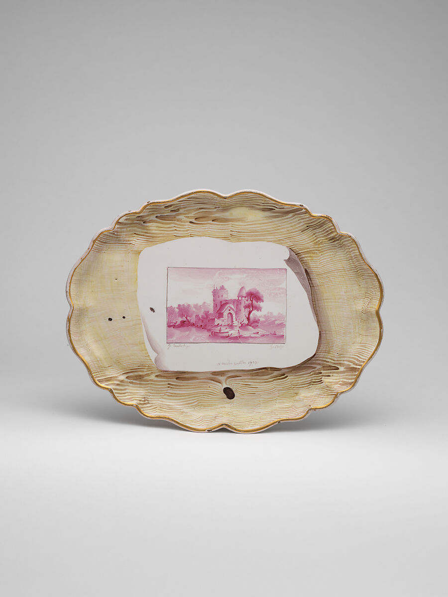 Tray, Faience (tin-glazed earthenware), French, Niderviller 