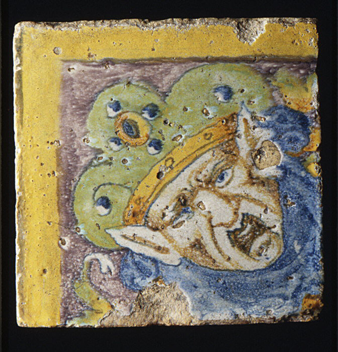 Panel of tiles, Workshop of Masséot Abaquesne (French, active 1538–57), Faience (tin-glazed earthenware), French, Rouen