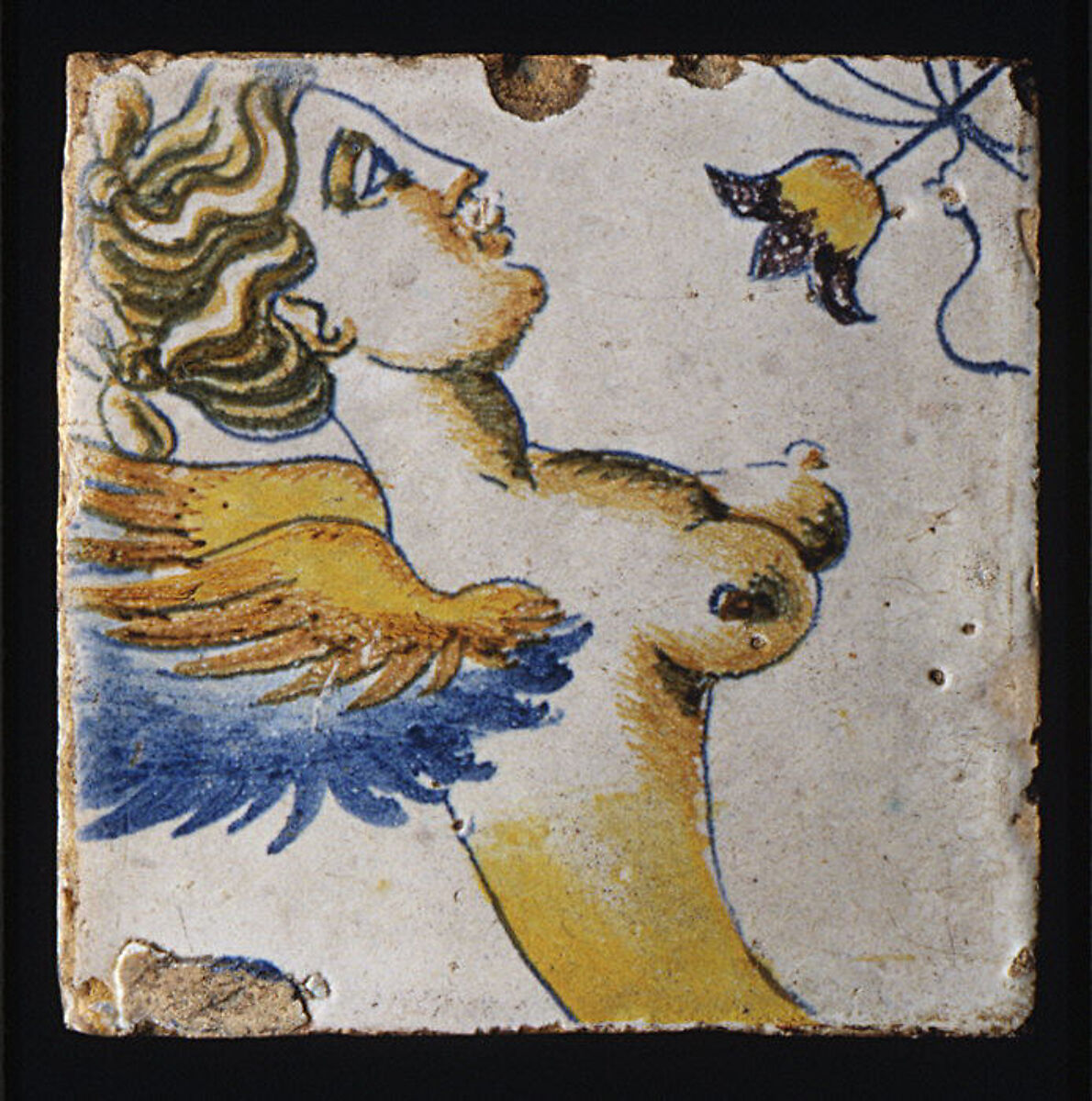 Panel of tiles, Workshop of Masséot Abaquesne (French, active 1538–57), Faience (tin-glazed earthenware), French, Rouen