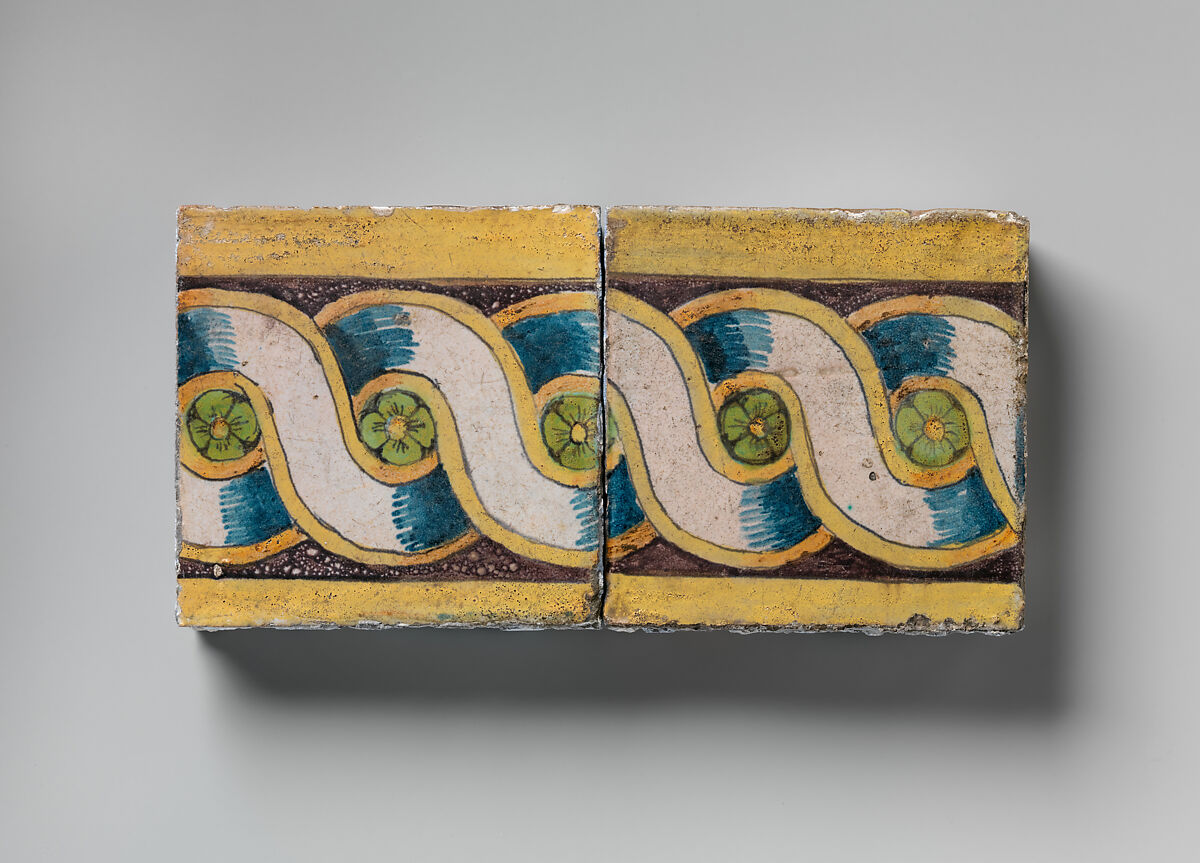 54 Tiles from the chapel of Château de la Bastie d'Urfé, France, Masséot Abaquesne (French, active 1538–57), Faience (tin-glazed earthenware), French, Rouen 