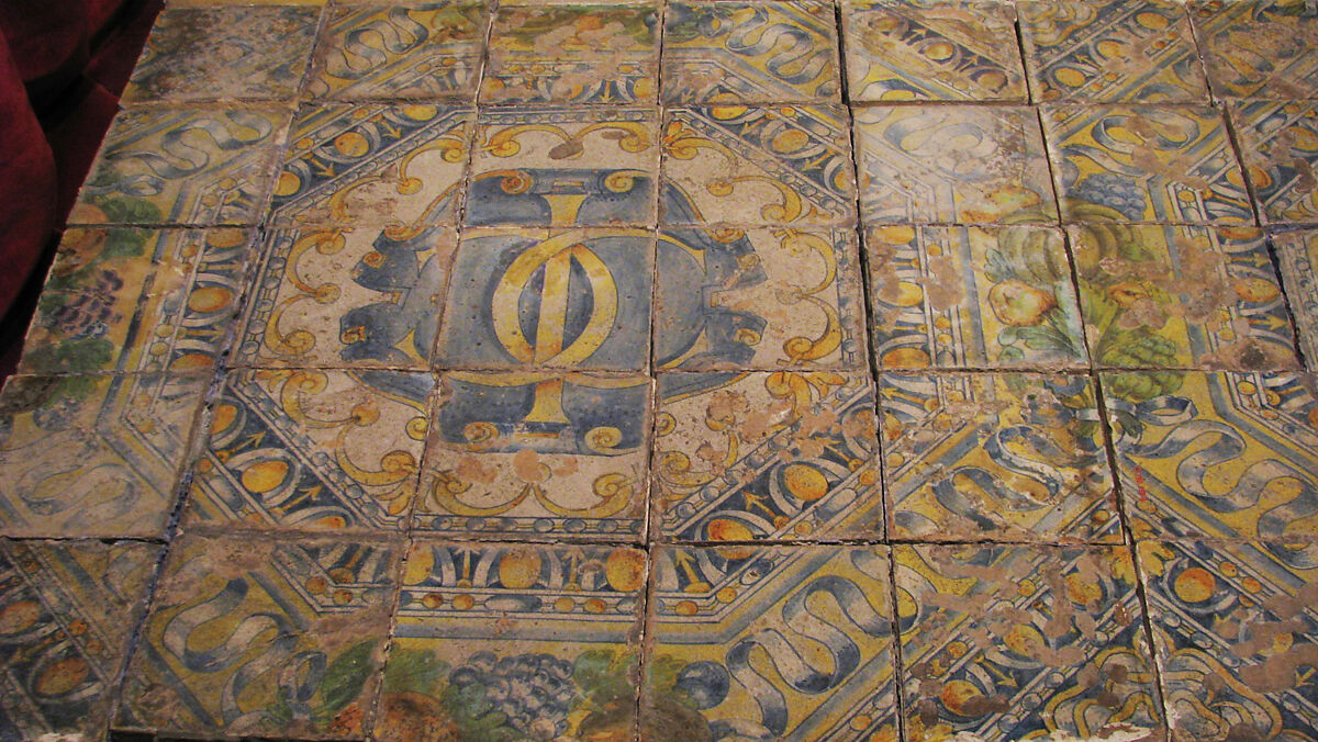 Tiles with the devices of Claude d'Urfé, Masséot Abaquesne (French, active 1538–57), Faience (tin-glazed earthenware), French, Rouen 