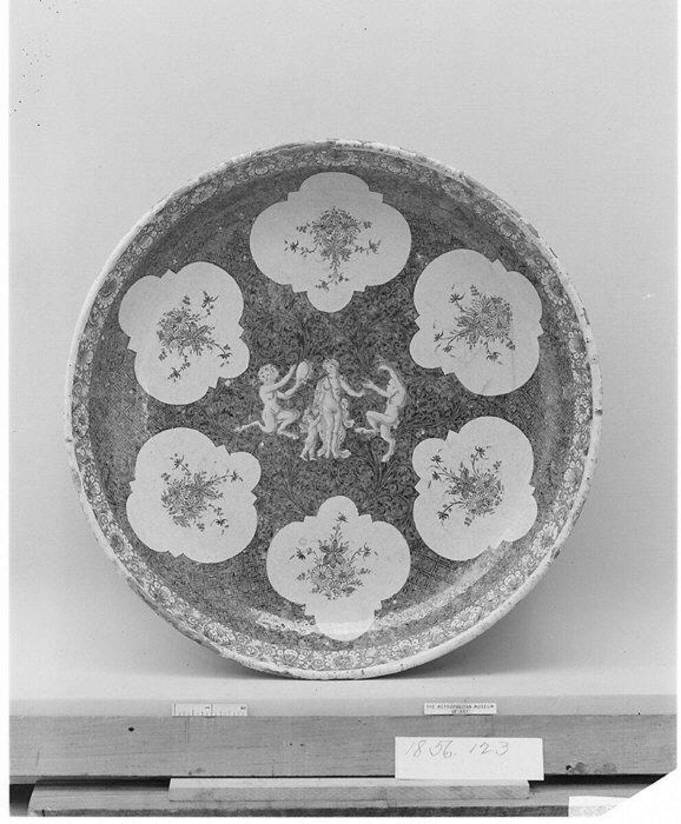 Plateau, Faience (tin-glazed earthenware), French, Rouen