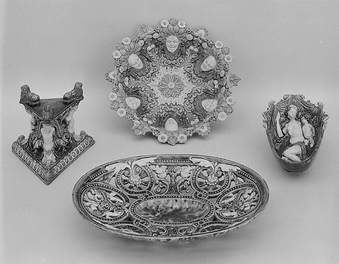 Gondola cup (Coupe gondole), Manner of Bernard Palissy (French, Agen, Lot-et-Garonne 1510–1590 Paris), Lead-glazed earthenware, French