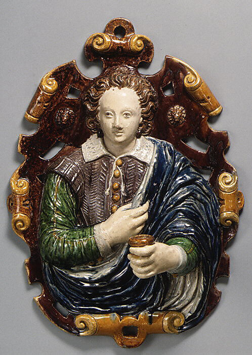 Wall light (one of a pair), Lead-glazed earthenware, French, Fontainebleau