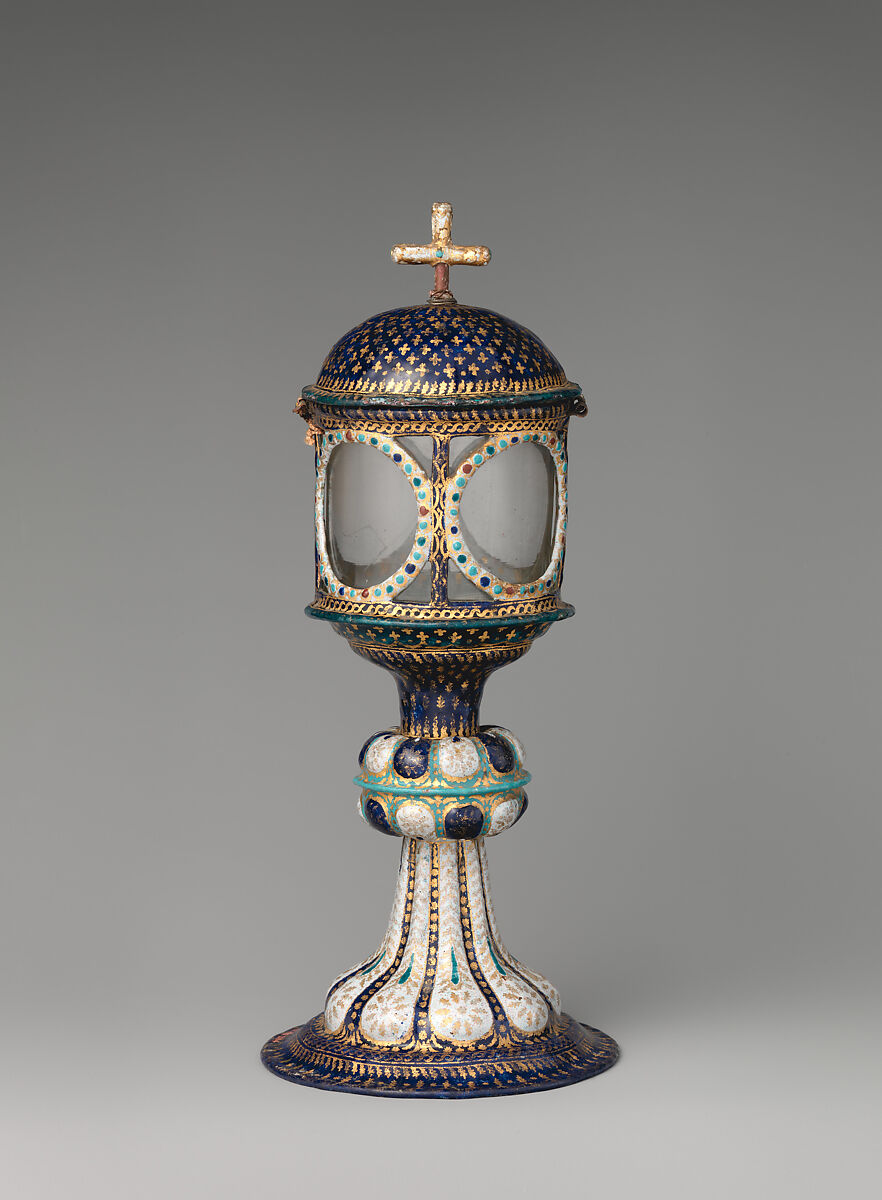 Reliquary, Painted enamel on copper, partly gilt; glass, Italian, Venice 