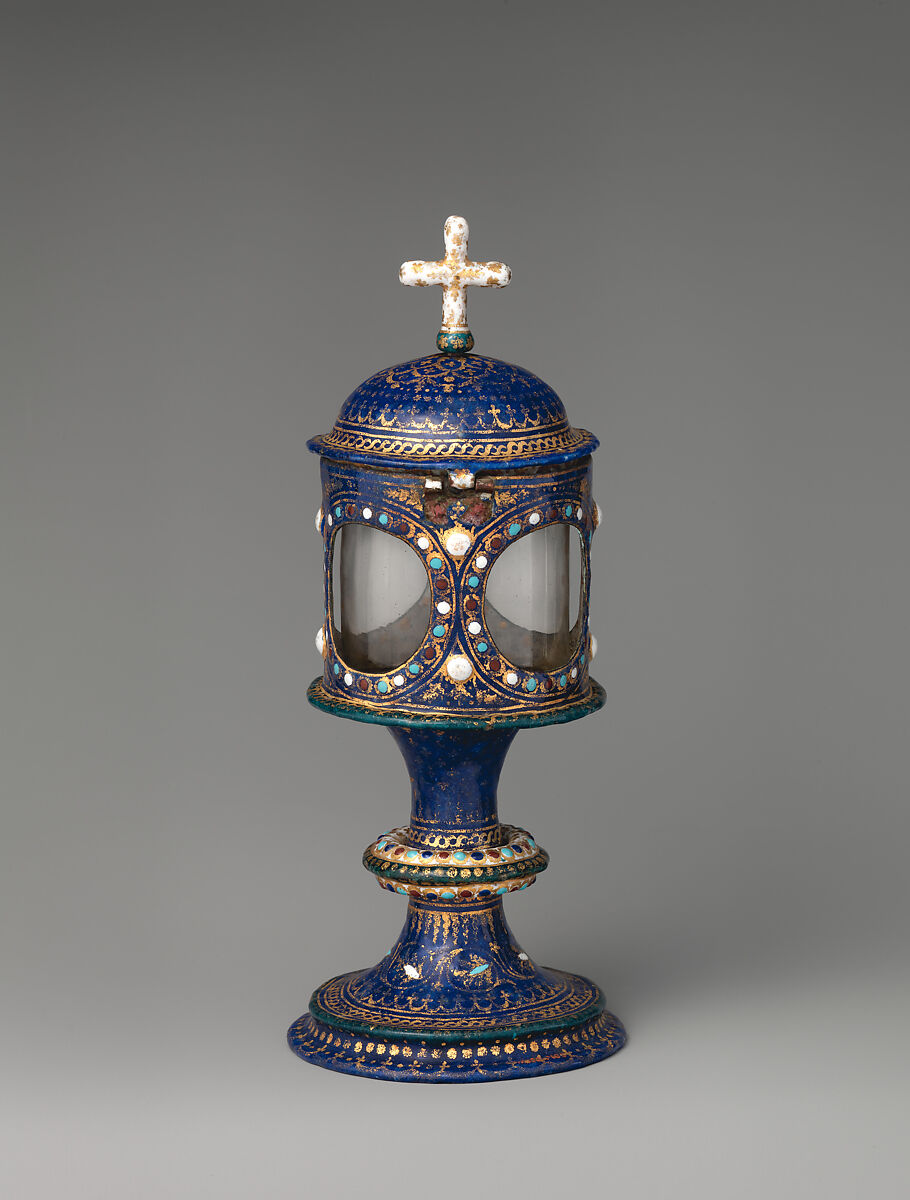 Reliquary, Painted enamel on copper, partly gilt; glass, Italian, Venice 