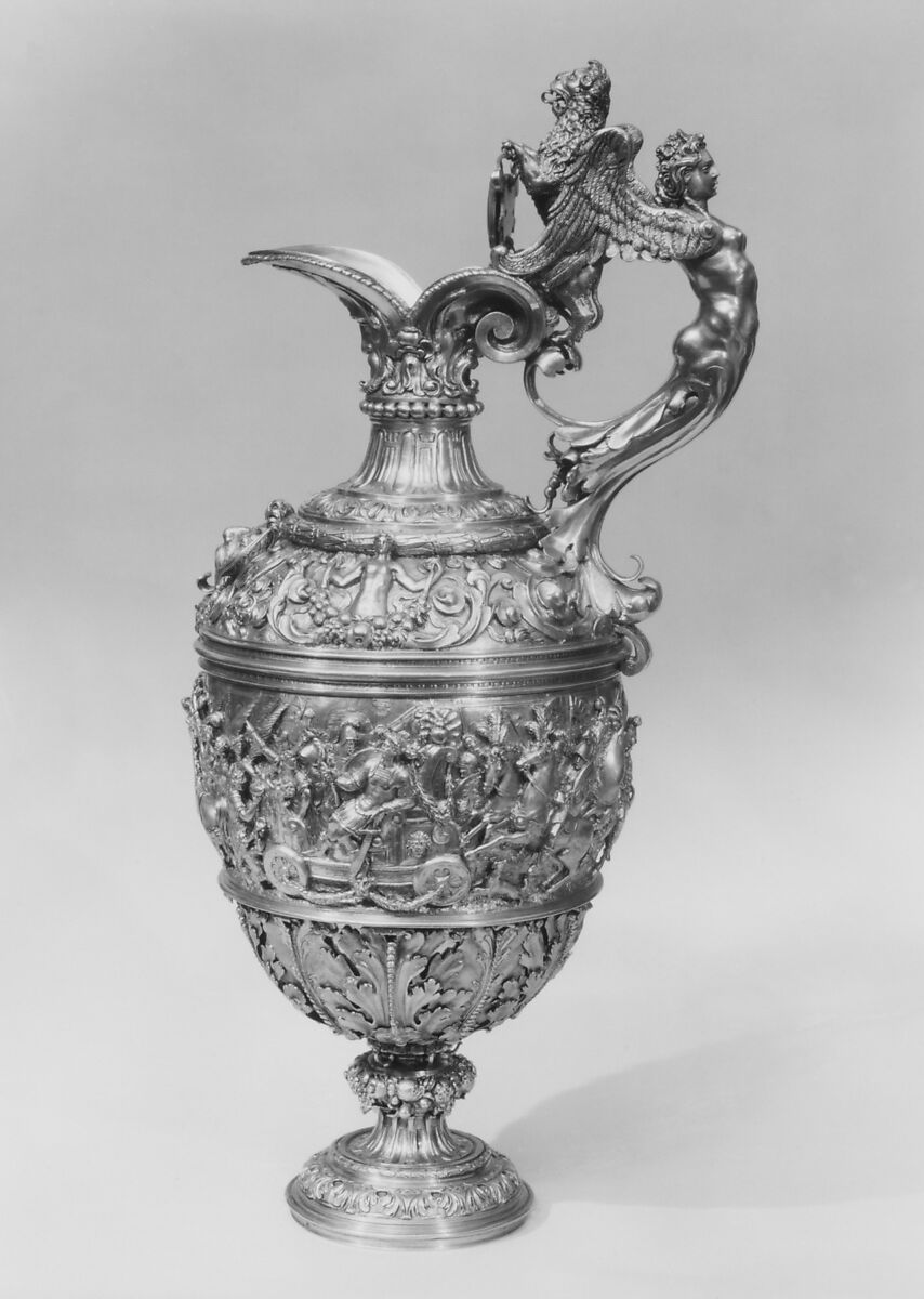 Ewer, Silver gilt, enamel, Italian, Rome 