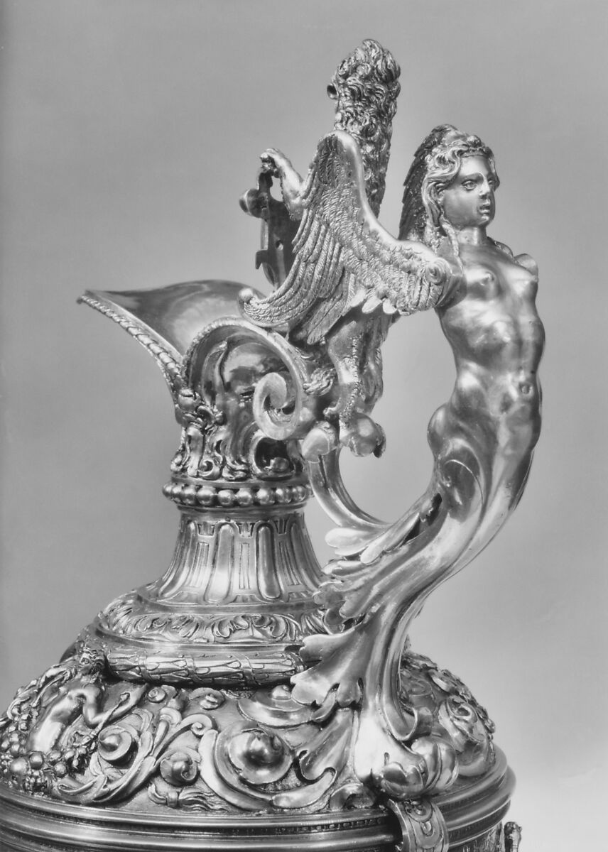 Ewer, Silver gilt, enamel, Italian, Rome