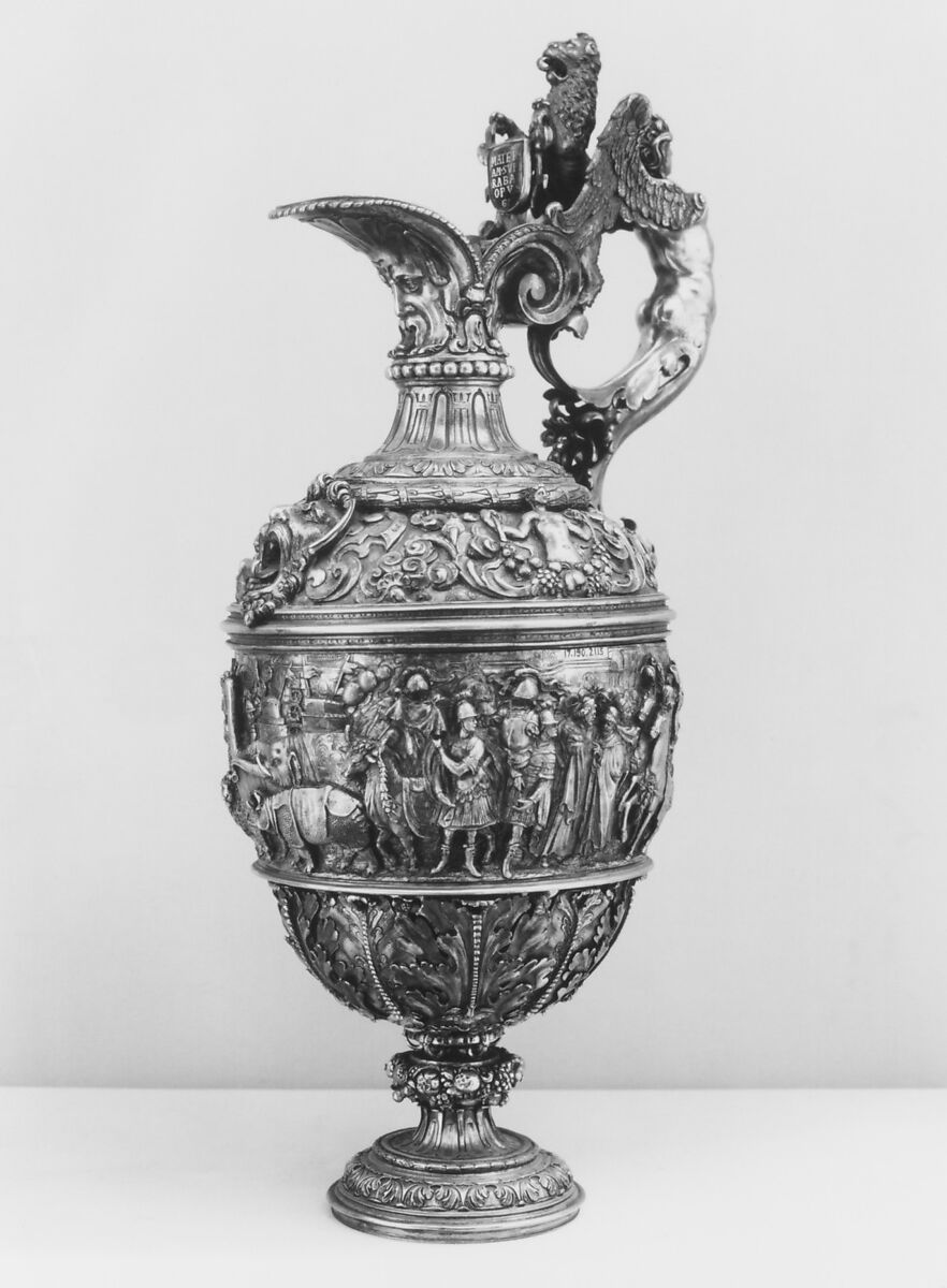 Ewer, Silver gilt, enamel, Italian, Rome
