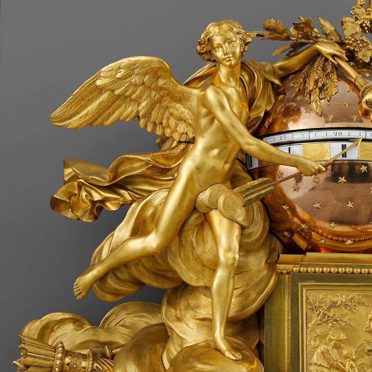 The Triumph of Love over Time, Clockmaker: Jean-Baptiste Lepaute (French, 1727–1802), Gilt bronze, marble, enamel, French, Paris