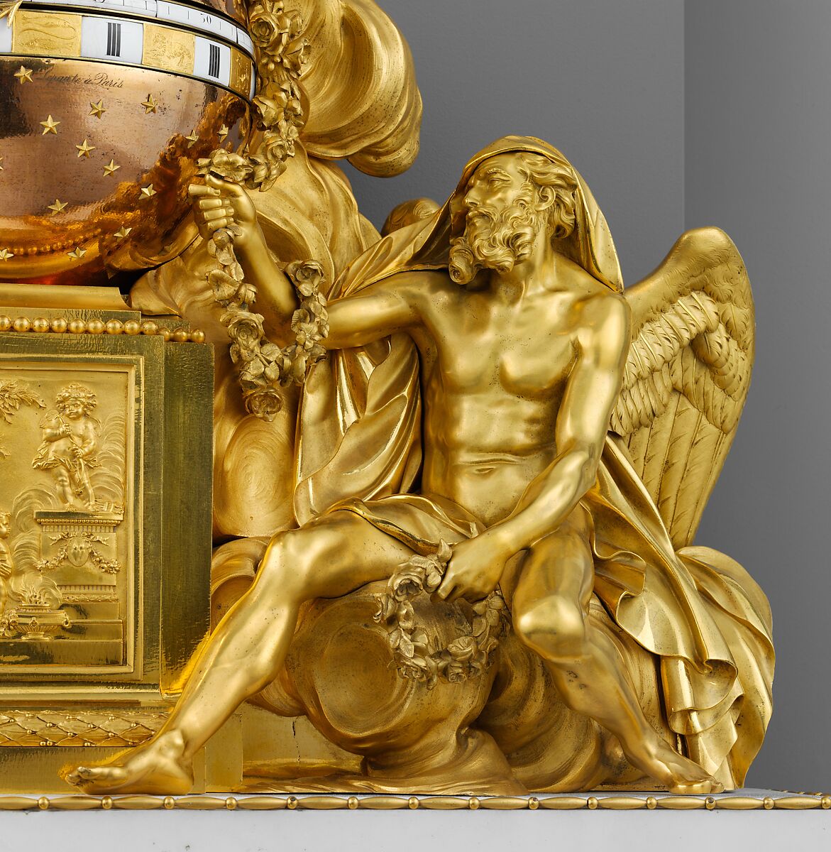 The Triumph of Love over Time, Clockmaker: Jean-Baptiste Lepaute (French, 1727–1802), Gilt bronze, marble, enamel, French, Paris