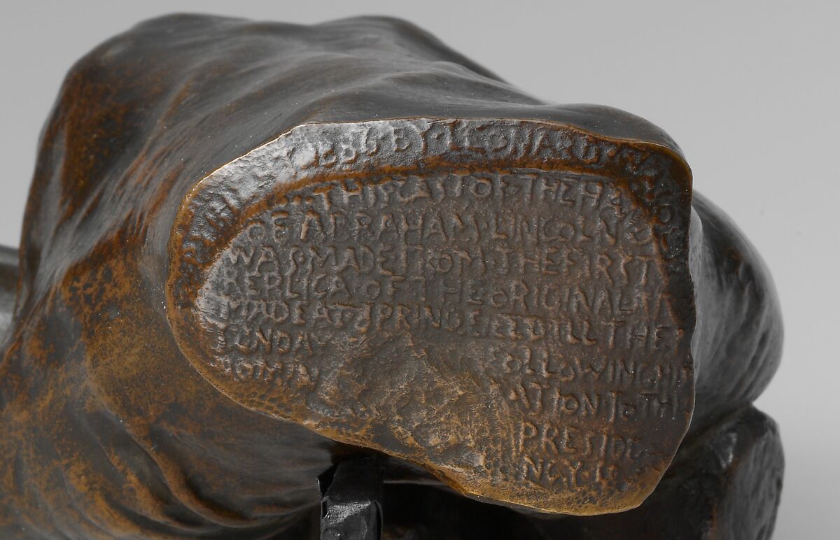 Right Hand of Abraham Lincoln, Leonard Wells Volk (1828–1895), Bronze, American