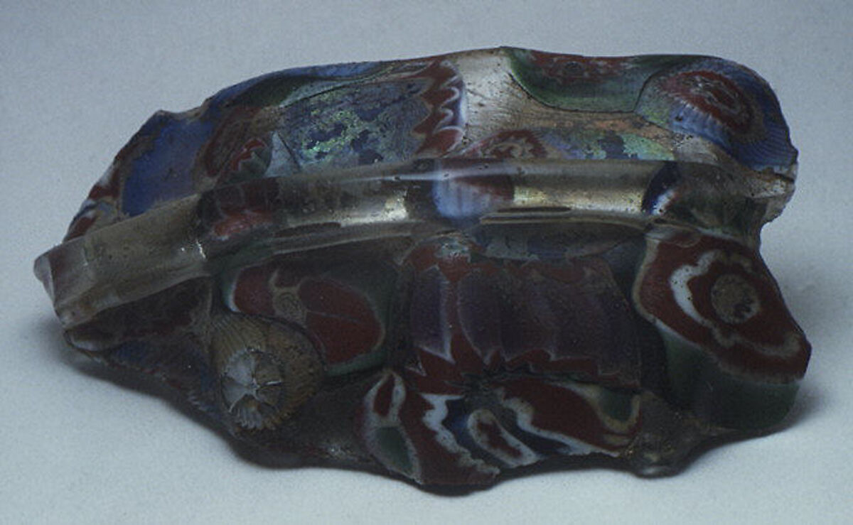Fragment, Mosaic glass (millefiori), Italian, Venice (Murano) 