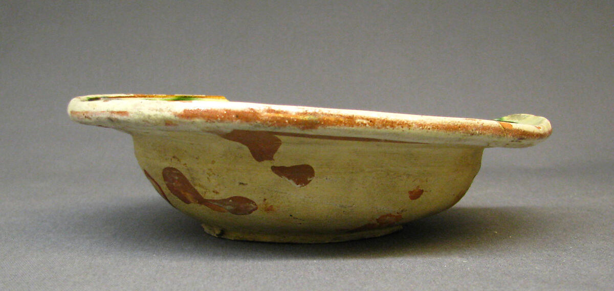 Dish, Lead-glazed earthenware, slipware, Belgian or French