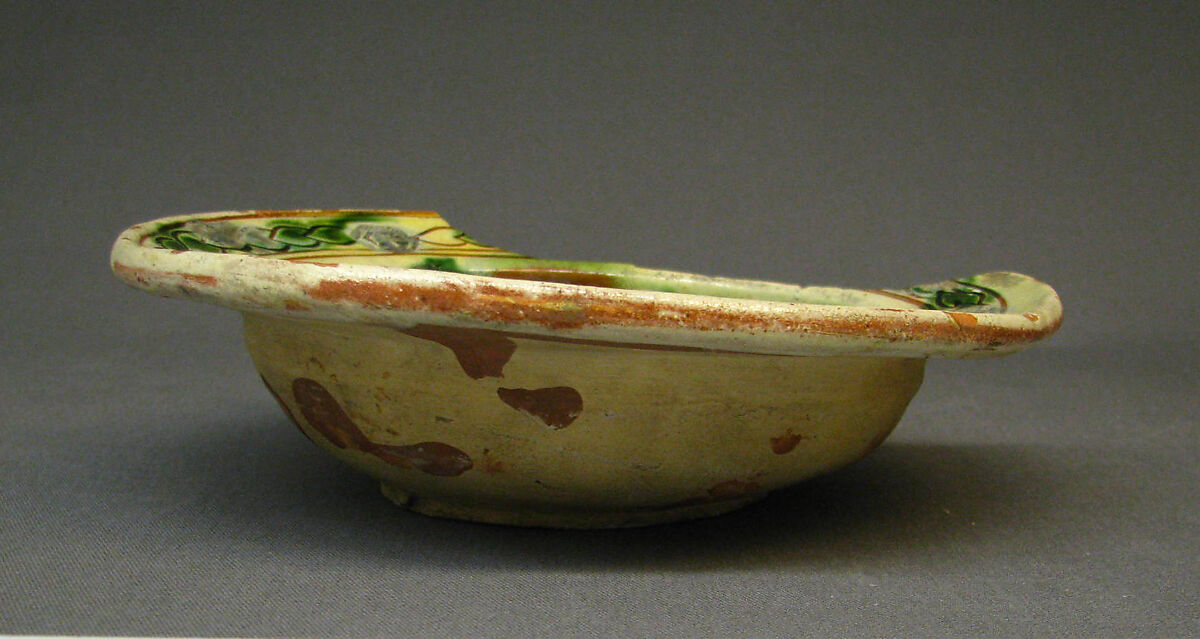 Dish, Lead-glazed earthenware, slipware, Belgian or French