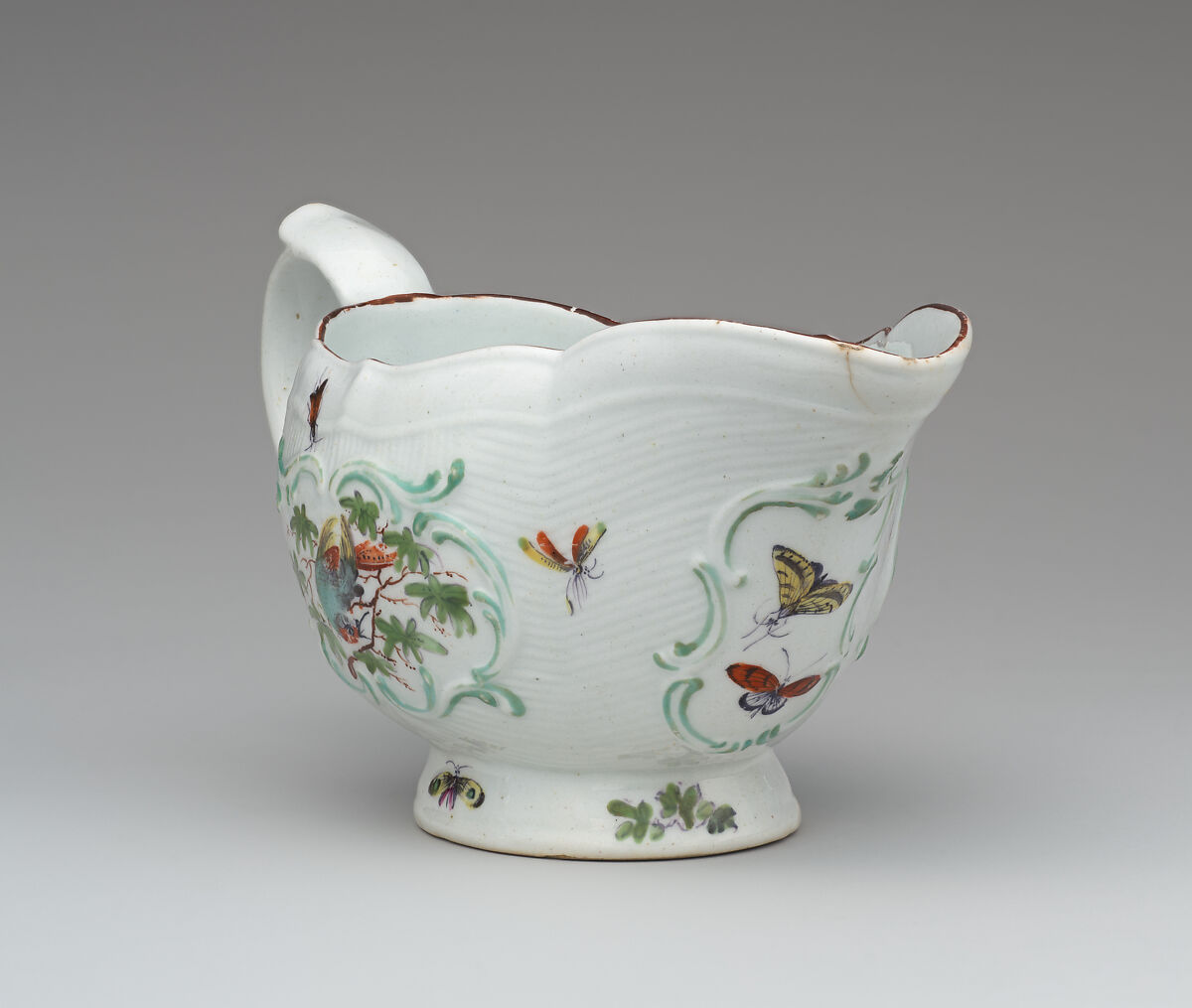Sauceboat, Bow Porcelain Factory (British, 1747–1776), Soft-paste porcelain, British, Bow, London
