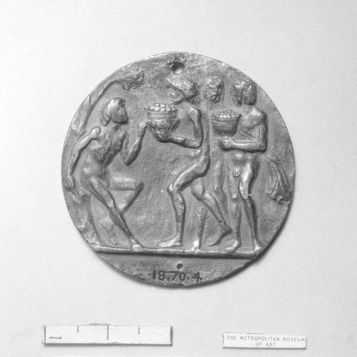 Offering scene, Pseudo-Melioli, Bronze, light color, gilt, Northern Italian 