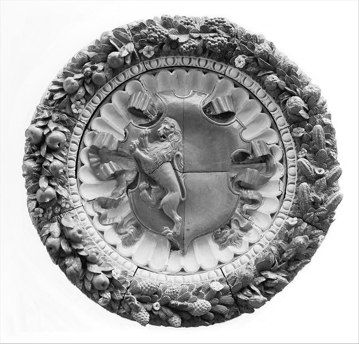 Arms of Gianfigliazzi Impaling Adimari, School of the della Robbia, Glazed terracotta, Italian, Florence