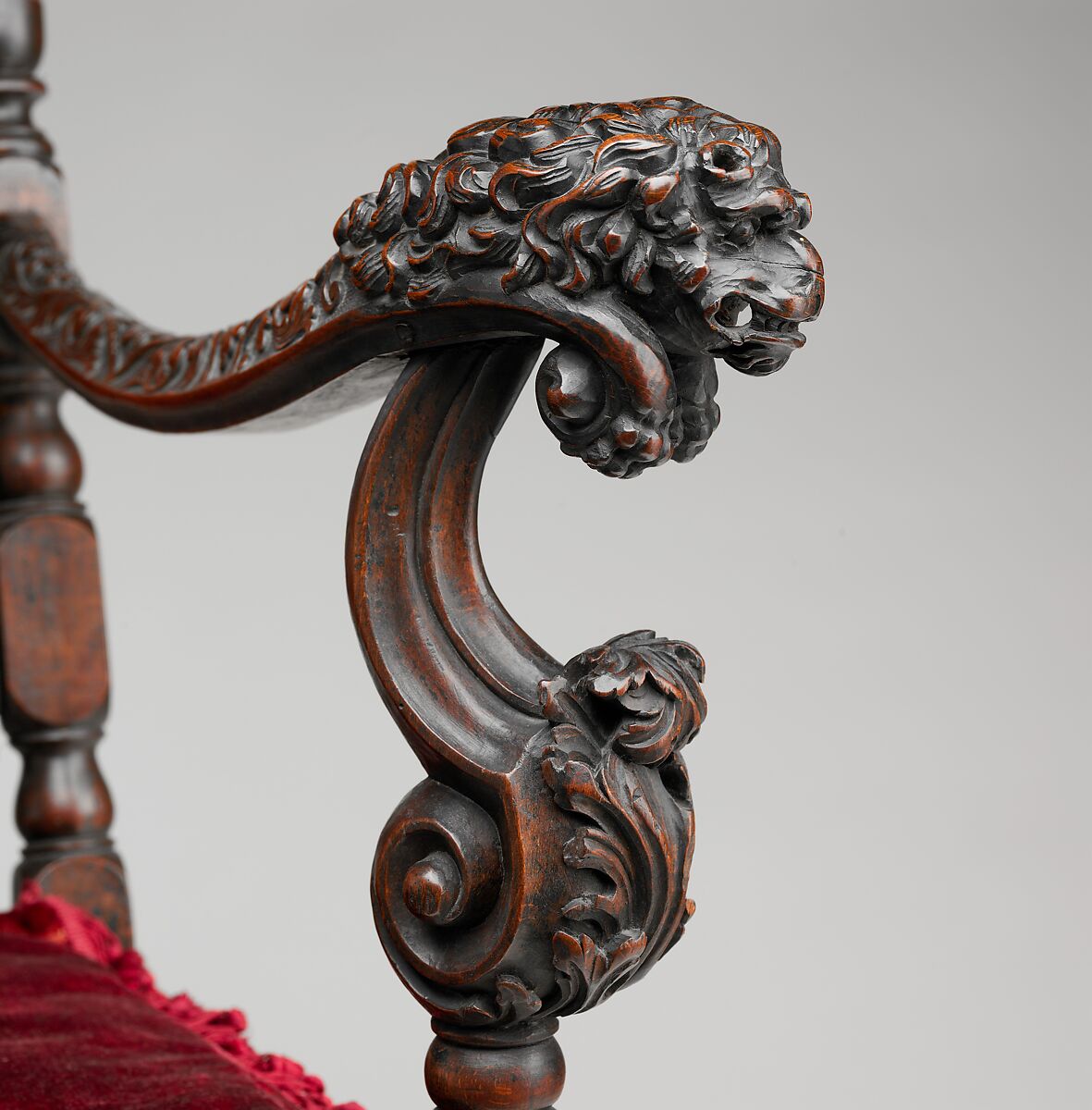 Armchair with the cipher of James II and Mary of Modena, Walnut; modern velvet, British