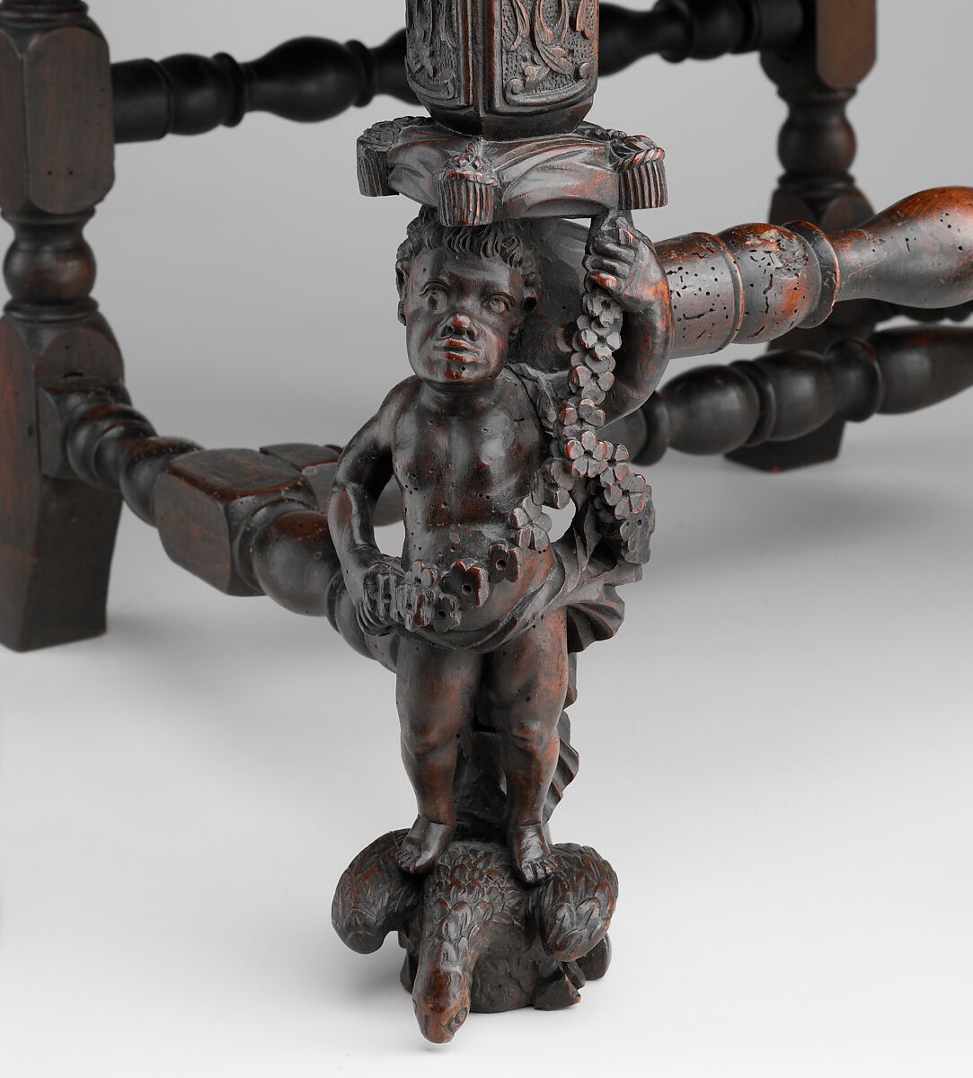 Armchair with the cipher of James II and Mary of Modena, Walnut; modern velvet, British