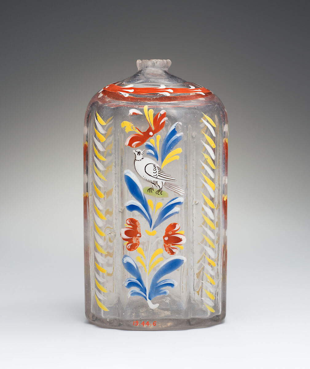 Bottle, Glass, pewter, German