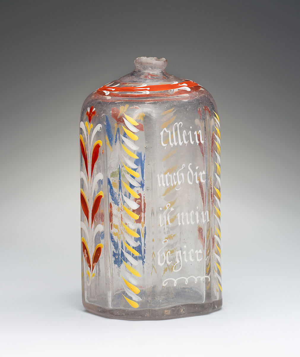 Bottle, Glass, pewter, German
