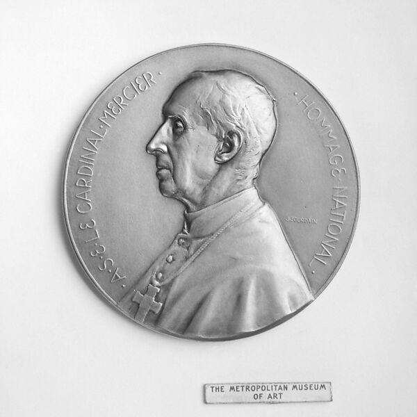 Cardinal Mercier, Medalist: Jules Jourdain (Belgian, Namur 1873–1957 Woluwé-Saint-Lambert, Brussels), Bronze, Belgian 