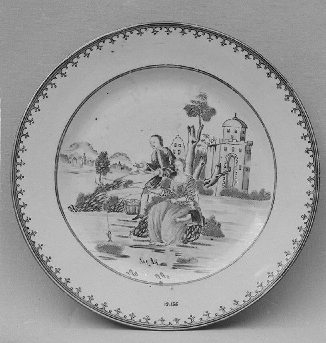 Plate, After a print by Joseph Wagner (Italian, Thalendorf 1706–1780 Venice), Hard-paste porcelain, Chinese, for Continental European market 