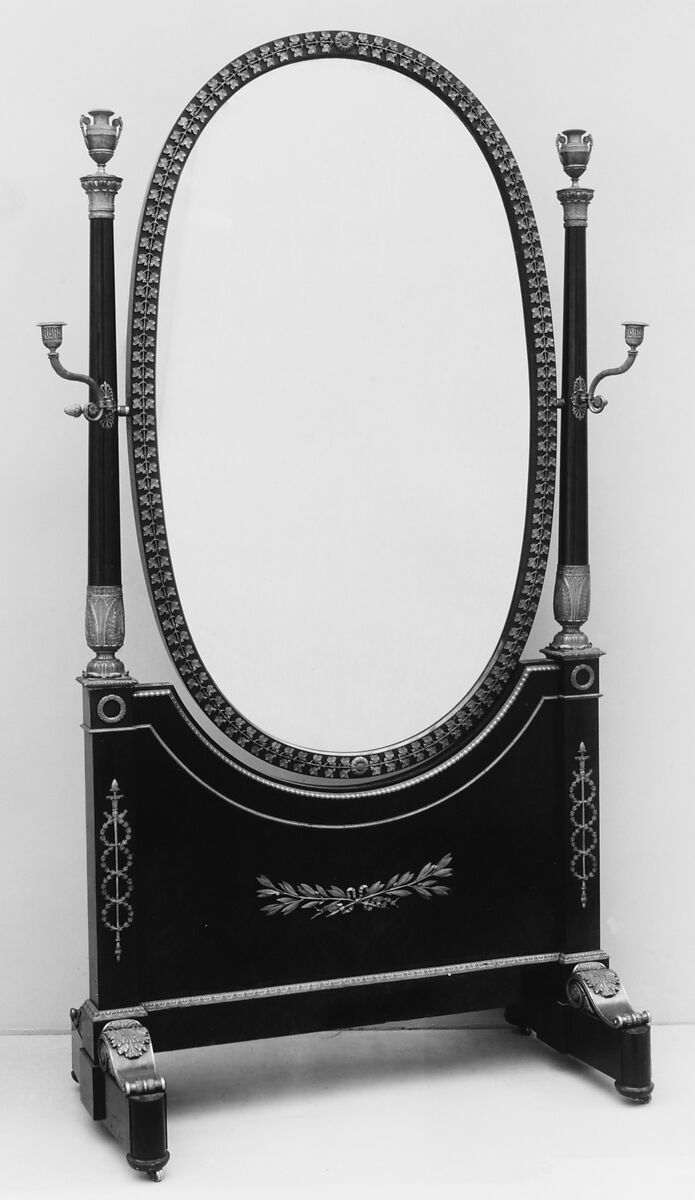 Cheval glass (psyché), Mahogany, gilt bronze, French