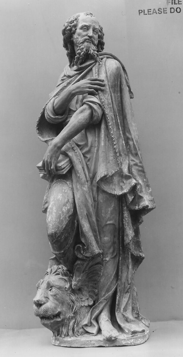 Saint Mark, Charles Hoyau (French, died by 1644), Terracotta, remains of later layers of paint and gilding, French, Le Mans 