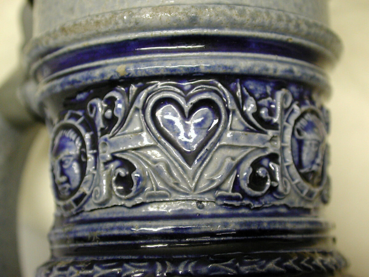 Flagon, Salt-glazed stoneware; pewter, German, Westerwald (Grenzhausen)