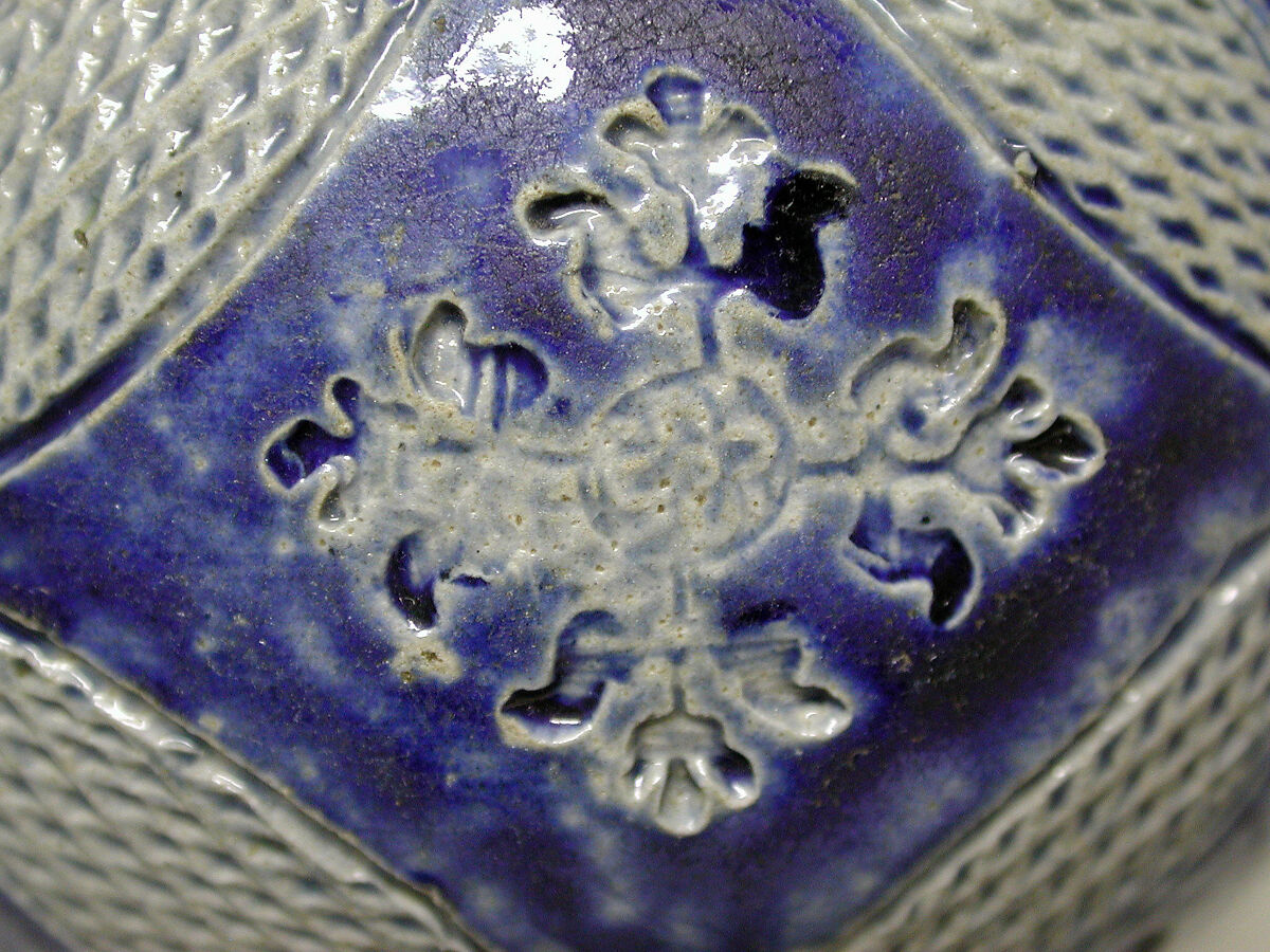 Flagon, Salt-glazed stoneware; pewter, German, Westerwald (Grenzhausen)